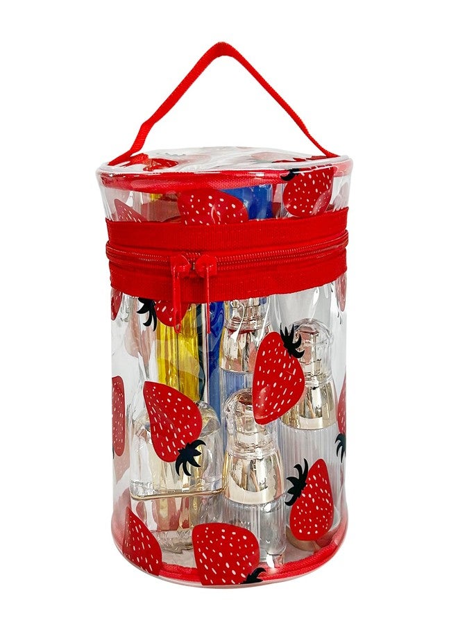 TotePrint Printed strawberry pattern Clear vinyl Travel Makeup Bag,Portable Waterproof Pouch with Handle Ideal for Women and Girl (strawberry design) A23031 - Image 4