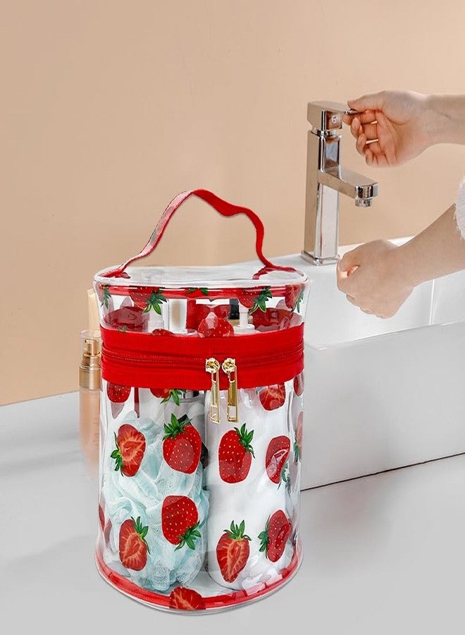 TotePrint Printed strawberry pattern Clear vinyl Travel Makeup Bag,Portable Waterproof Pouch with Handle Ideal for Women and Girl (strawberry design) A23031 - Image 3