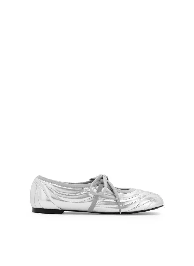 JW PEI Erika Topstitching lace-up Ballerinas