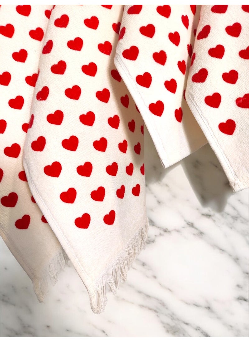 Cnr Garden 4 Piece Kitchen Towel Heart Towel Hand Face Towel Set Drying Cloth 30X50 40X60  - Image 3