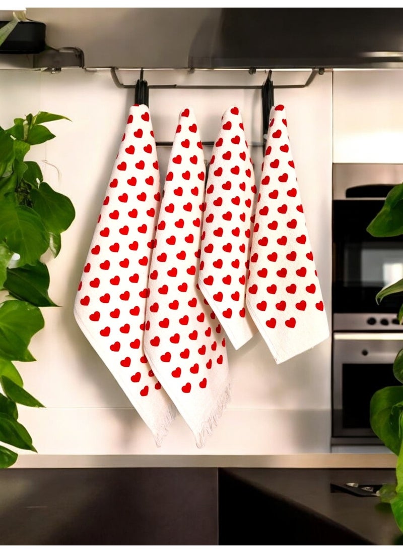 Cnr Garden 4 Piece Kitchen Towel Heart Towel Hand Face Towel Set Drying Cloth 30X50 40X60  - Image 1