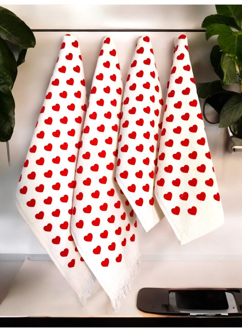 Cnr Garden 4 Piece Kitchen Towel Heart Towel Hand Face Towel Set Drying Cloth 30X50 40X60  - Image 2