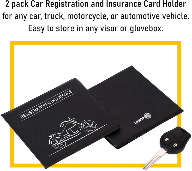 CANOPUS Car Registration and Insurance Holder, Car Document Holder, Vehicle Registration and Insurance Card Holder, Wallet for Auto, Trailer, Motorcycle, Truck, Vehicle Paperwork Organizer (2 Pack) - Image 2