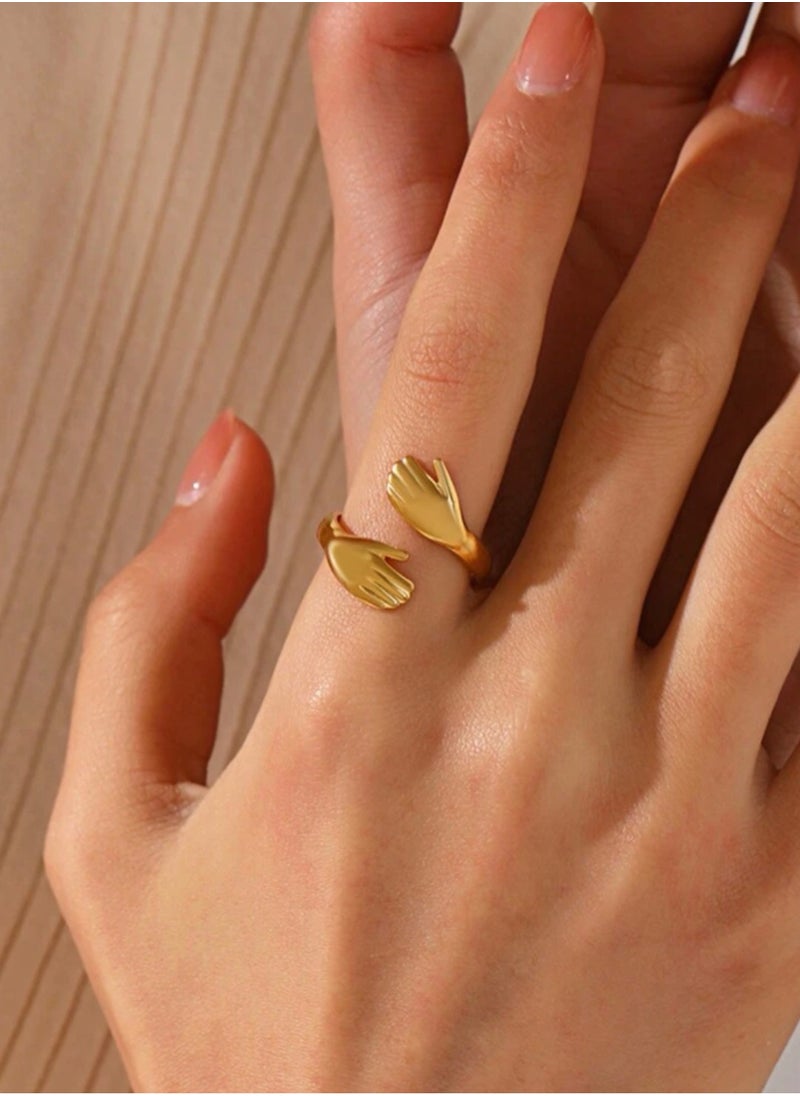 Equal - Stainless Steel Gold Plated Ring For Women One Size - Image 1