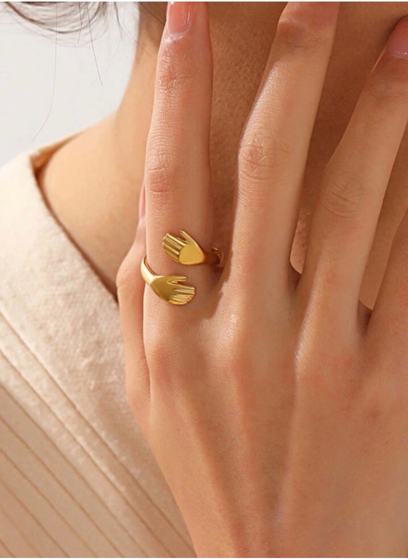 Equal - Stainless Steel Gold Plated Ring For Women One Size - Image 1