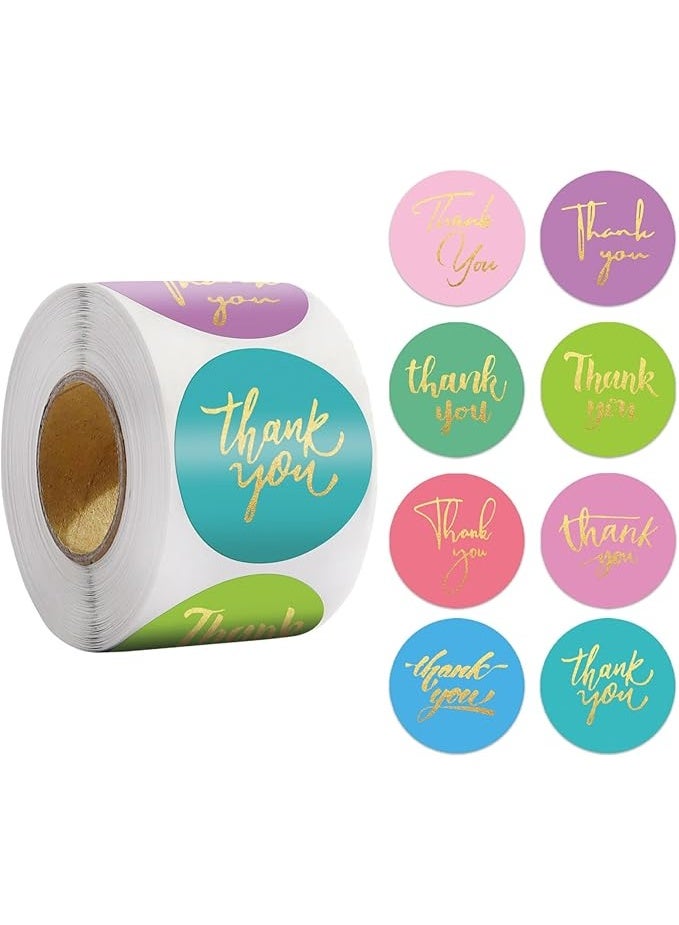 500Pcs Thank You Stickers - 8 Designs 1 Inch Gold Foil for Packaging, Small Business, Self-Adhesive Labels for Envelopes, Gift Wrap, Craft - Image 1