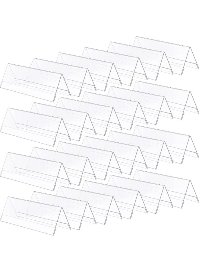 Slasa SLASA 24 Pack Clear Acrylic Name Plates for Desk – 8.5 x 3 Inch Double-Sided Tent Sign Holders – V-Shape Transparent Name Card Holder for Office, Classroom, Conference, Business Displays - Image 1