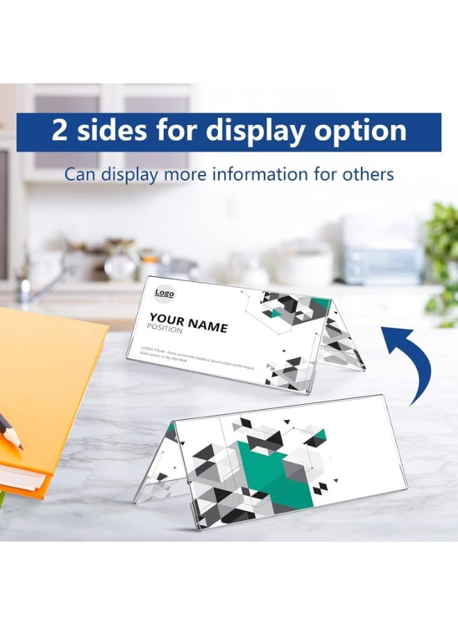 Slasa SLASA 24 Pack Clear Acrylic Name Plates for Desk – 8.5 x 3 Inch Double-Sided Tent Sign Holders – V-Shape Transparent Name Card Holder for Office, Classroom, Conference, Business Displays - Image 3