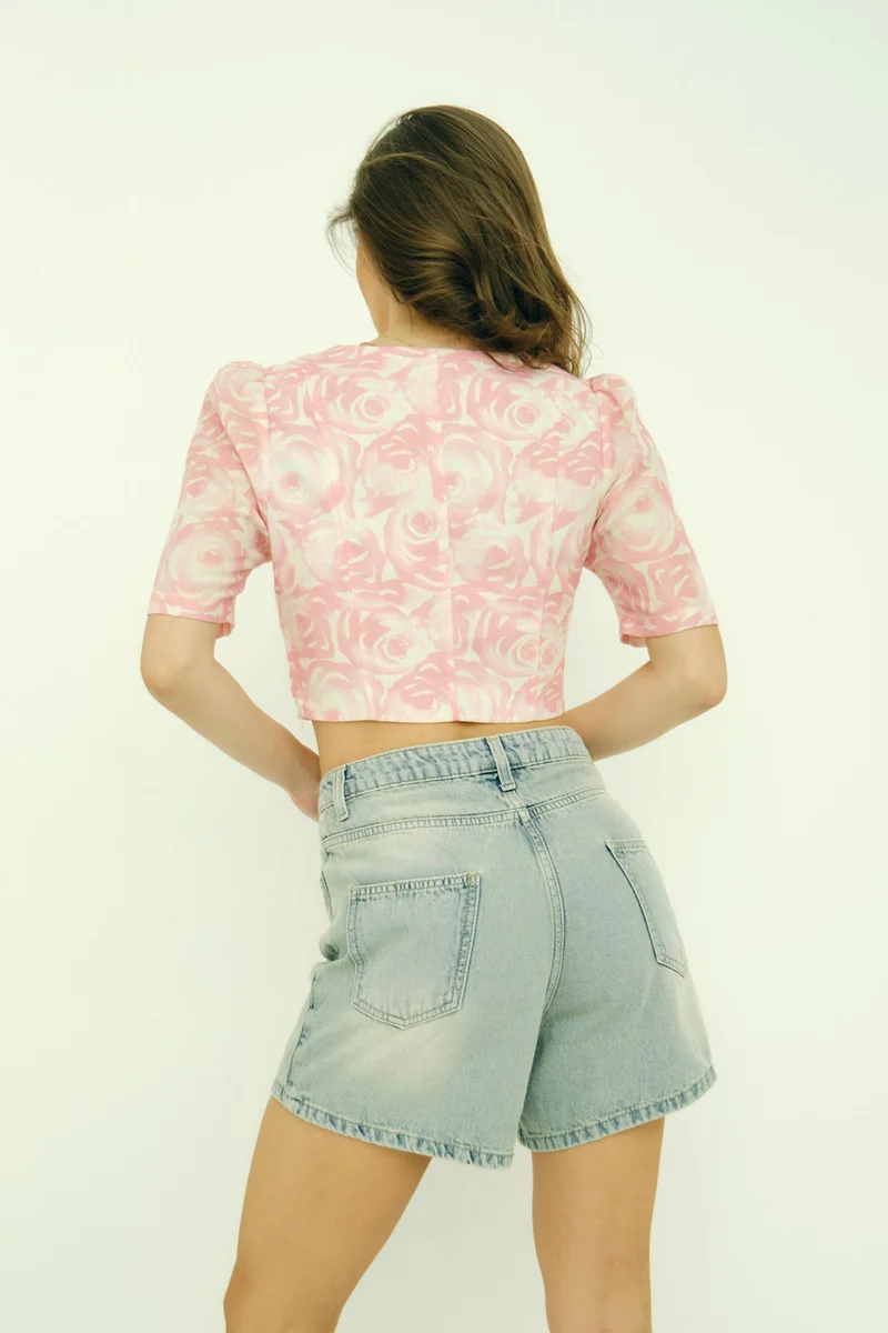 Virgio VIRGIO Rescued Pink Printed Crop Top