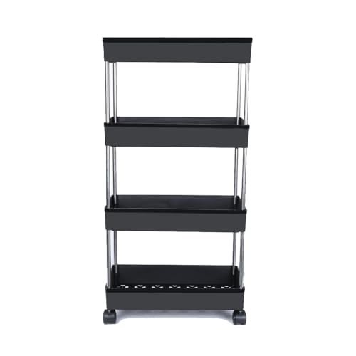 PULSBERY Plastic Kitchen RackBasket for Kitchen &, Fruits Onion,Potato,Vegetables,STORAGEOffice Use Basket Tray for Household Shelf Cart,Snacks,Bottles,Toys,STORAG Rack (Black, 4 Layer) - Image 2