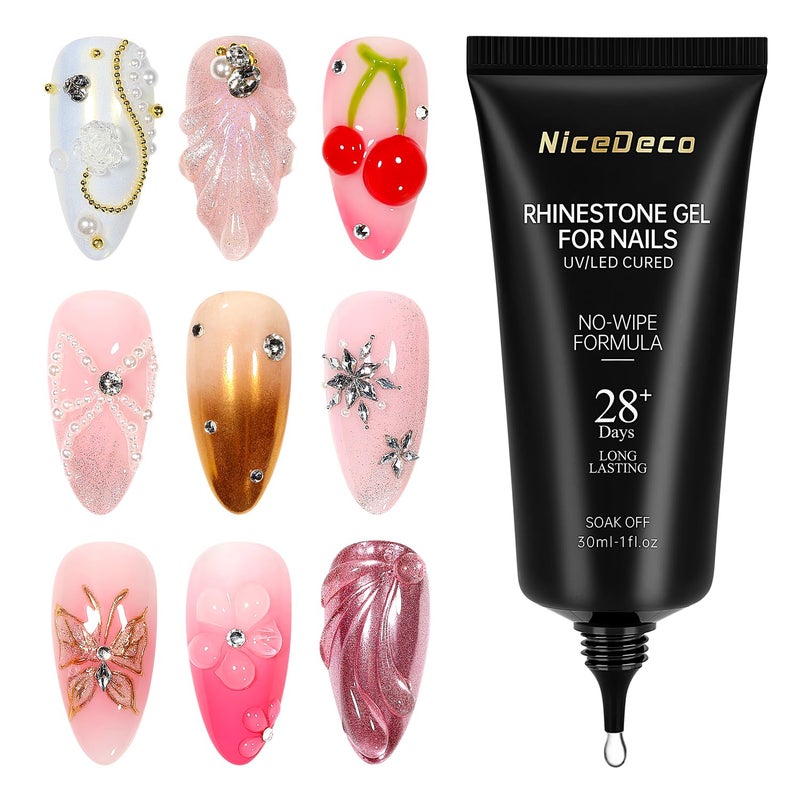 Nicedeco 30ml Diamond Adhesive Glue, Nail Glue for Rhinestones Gems Nail Art, Strong Bonding Quick Dry Crystal Clear Formula - Image 1