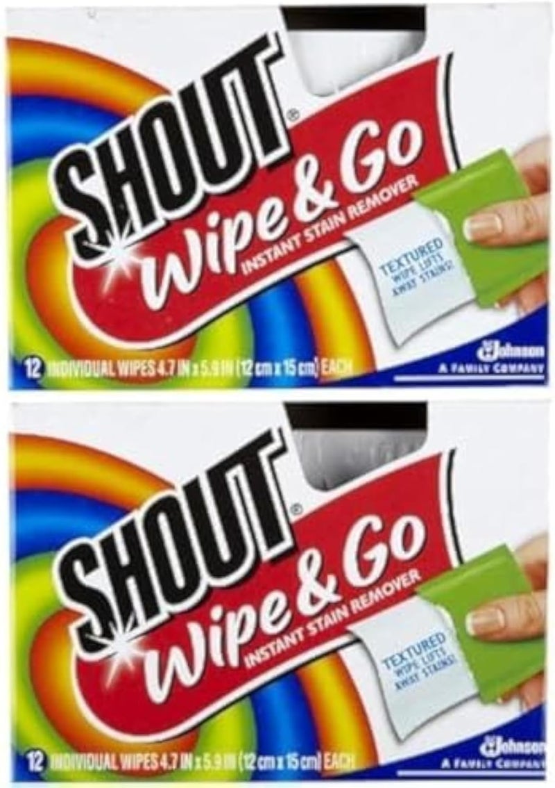 Shout Stain Remover Wipes, 12 Count (Pack of 2) - Image 1