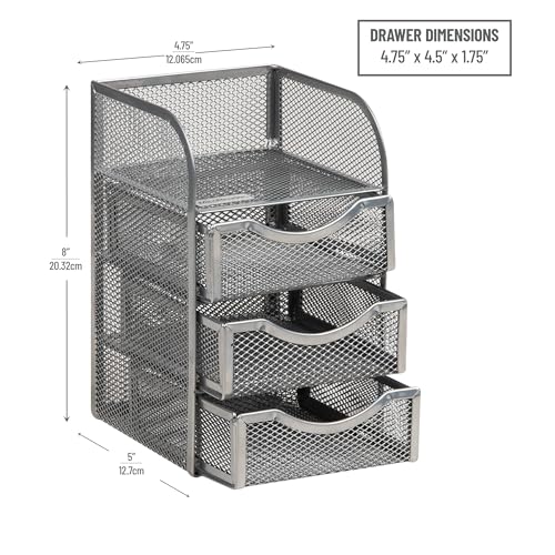 Mind Reader Desktop Accessory Storage, Paper Binder Clip Basket, Workspace, Office, Metal Mesh, 4.75"L x 5"W x 8"H, Silver - Image 3