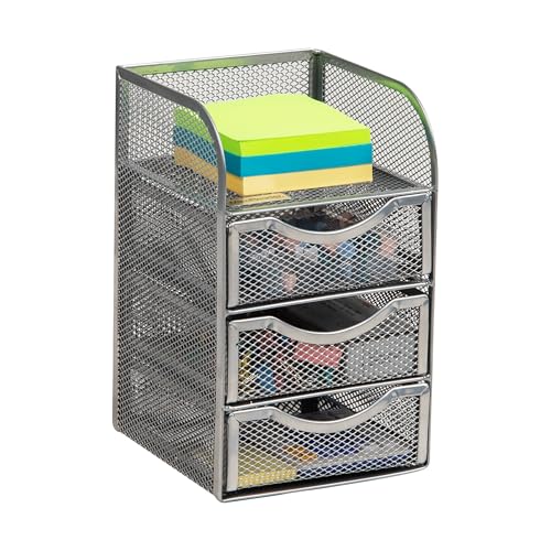 Mind Reader Desktop Accessory Storage, Paper Binder Clip Basket, Workspace, Office, Metal Mesh, 4.75"L x 5"W x 8"H, Silver - Image 5