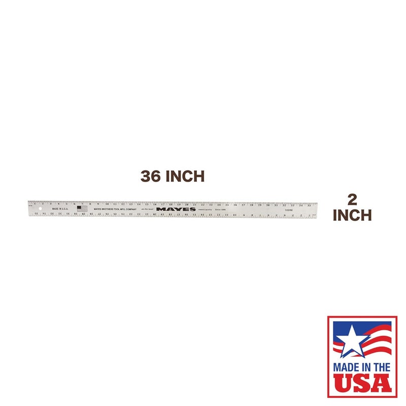 MAYES 10208 36 Inch Straight Edge Aluminum Ruler, Heavy Duty 36 Inch Ruler with Metric and Standard Measurements, Extra Thick Precision Straight Edge - Image 2