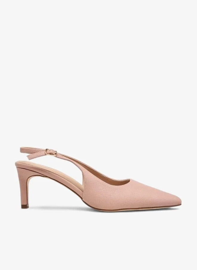 Women's Textured Pointed-Toe Slingback Shoes with Flared Heels