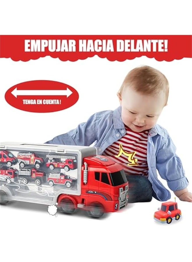 Fire Truck Toy with 6 Mini Vehicles for 3-Year-Old Boys - Image 3