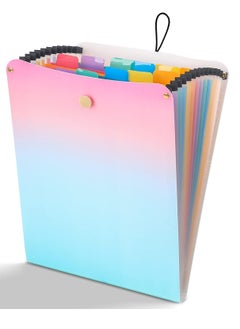 Expanding File Folder, Vertical Expanding File Folder 13 Pockets Accordion File Folder Organizer for A4 Size Letter Size Paper Document Holder for Classroom, Home, Office and Travel Gradient Color