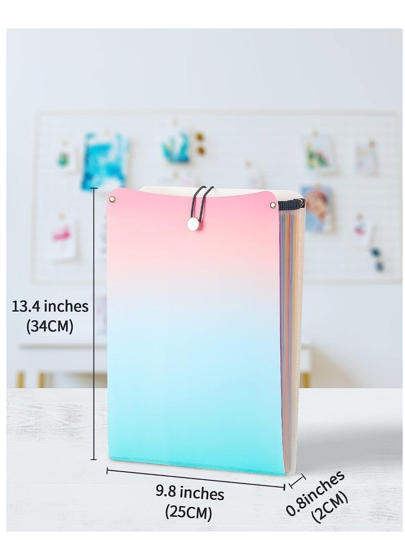 SYOSI - Expanding File Folder, Vertical Expanding File Folder 13 Pockets Accordion File Folder Organizer for A4 Size Letter Size Paper Document Holder for Classroom, Home, Office and Travel Gradient Color - Image 1