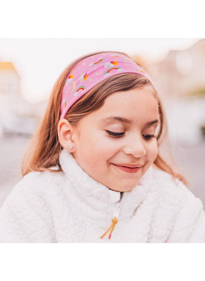 FROG SAC FROG SAC 3 Toddler Headbands for Girls, Wide Elastic Cloth Hair Bands for Kids, Soft Stretch Fabric Head Band Hair Accessories for Children, Cute Sports Yoga Unicorn Butterfly Little Girl Headband  - Image 3