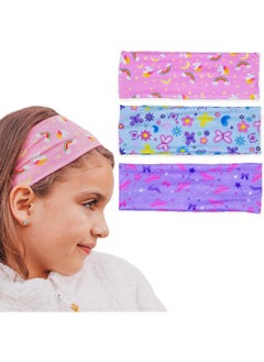FROG SAC FROG SAC 3 Toddler Headbands for Girls, Wide Elastic Cloth Hair Bands for Kids, Soft Stretch Fabric Head Band Hair Accessories for Children, Cute Sports Yoga Unicorn Butterfly Little Girl Headband  - Image 1