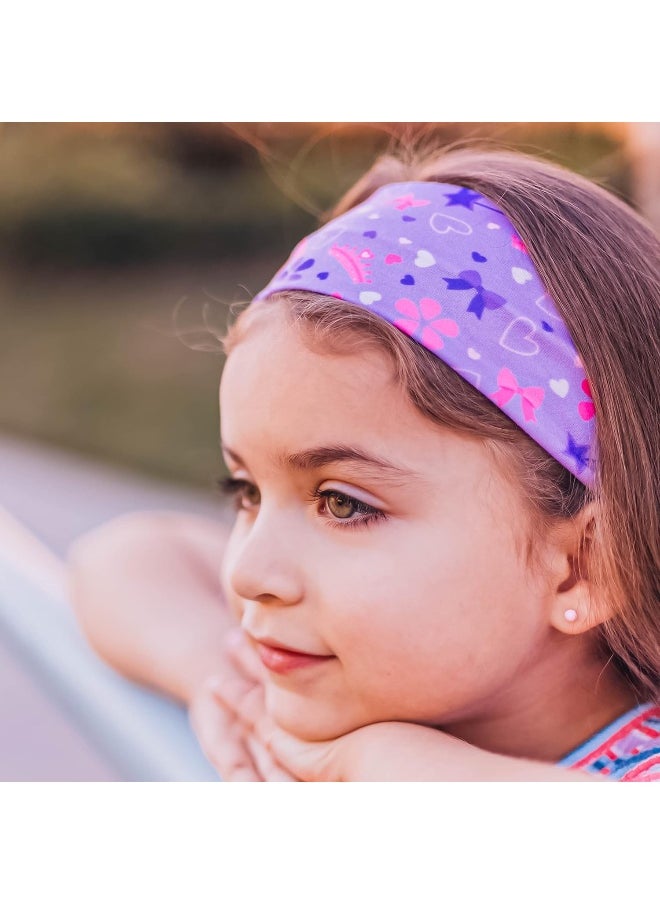FROG SAC FROG SAC 3 Toddler Headbands for Girls, Wide Elastic Cloth Hair Bands for Kids, Soft Stretch Fabric Head Band Hair Accessories for Children, Cute Sports Yoga Unicorn Butterfly Little Girl Headband  - Image 2