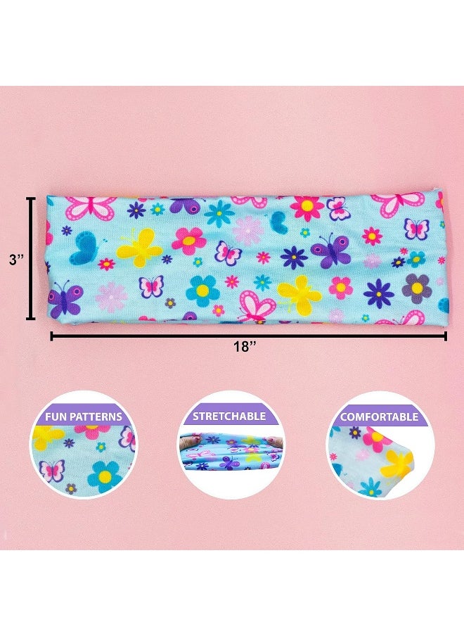 FROG SAC FROG SAC 3 Toddler Headbands for Girls, Wide Elastic Cloth Hair Bands for Kids, Soft Stretch Fabric Head Band Hair Accessories for Children, Cute Sports Yoga Unicorn Butterfly Little Girl Headband  - Image 4