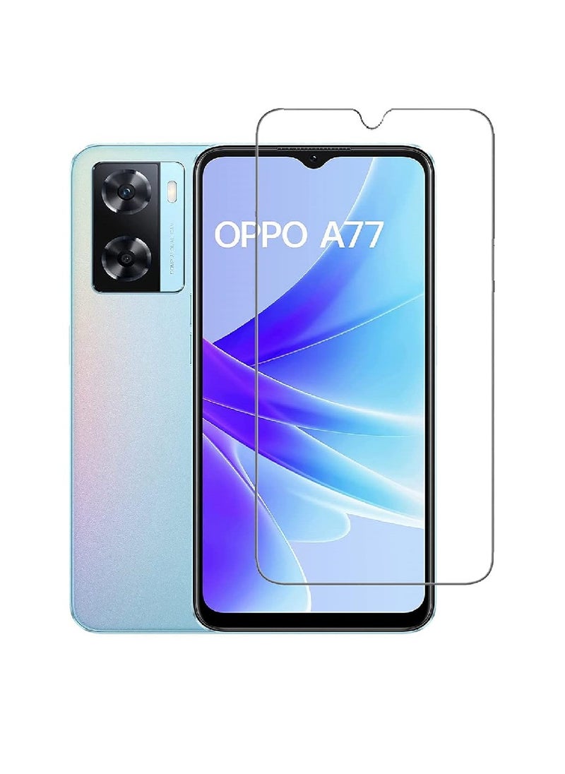 حماية شاشة زجاجية مقساة شفافة مصممة لهاتف أوبو A77 4G تغطية كاملة للشاشة وخالية من الفقاعات - Image 1