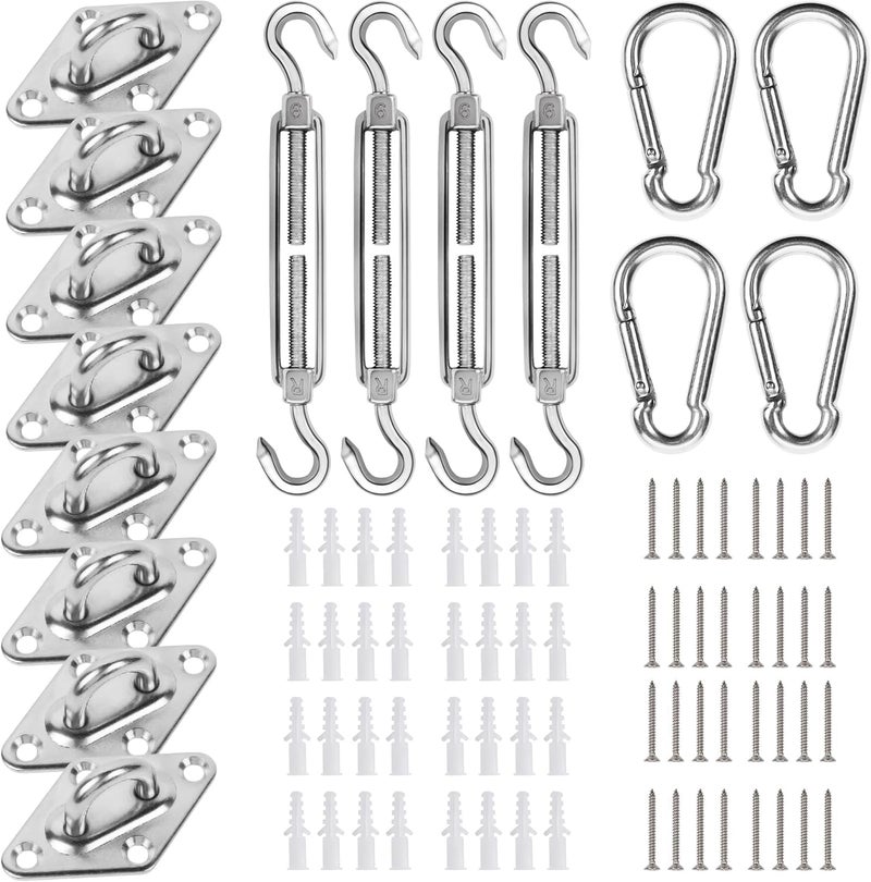 YOFIT Shade Sail Hardware Kit 6 inch for Triangle Rectangle Sun Shade Sail Installation, 304 Grade Stainless for Garden Outdoors, 80 Pcs - Image 1