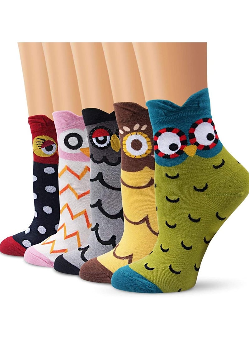 SYOSI 5 Pairs Ladies Socks Winter Cotton Wowens Socks Animal Cat Dog Socks Gift for Wowen - Image 1
