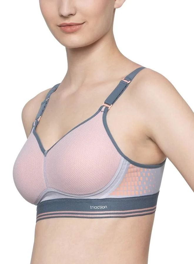 ترايامف Triumph Triaction Hybrid Lite Bra for Women Padded Sports Non Wired Adjustable Straps Most Wicking Fabric Stretch - Fit Band Medium Coverage Multicoloured Grey 32D Pack of 1