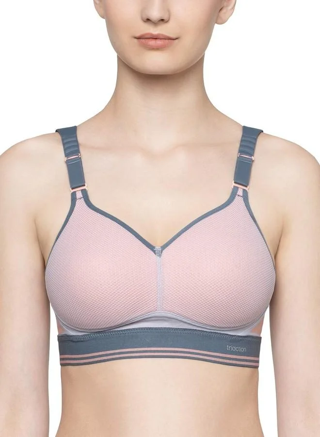 ترايامف Triumph Triaction Hybrid Lite Bra for Women Padded Sports Non Wired Adjustable Straps Most Wicking Fabric Stretch - Fit Band Medium Coverage Multicoloured Grey 32D Pack of 1