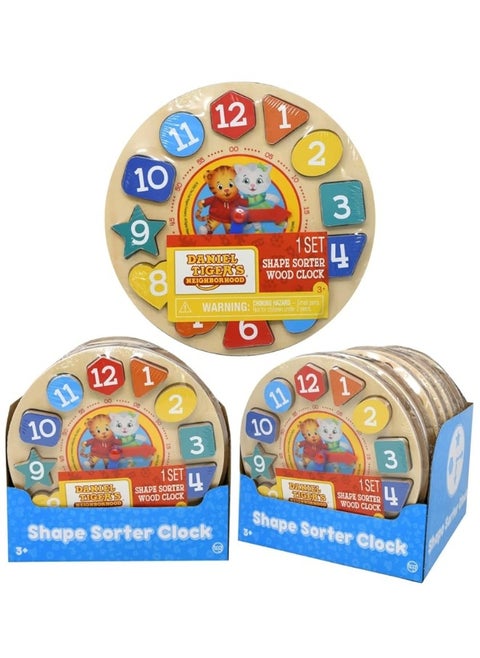 Neighborhood Shape Sorter Wood Clock - Wooden Shape Sorting Kids Learning Clock, Fun Shape Sorting Clock Puzzle Toy, Educational Brain Teaser Learning Time Game Teaching Clock for Kids