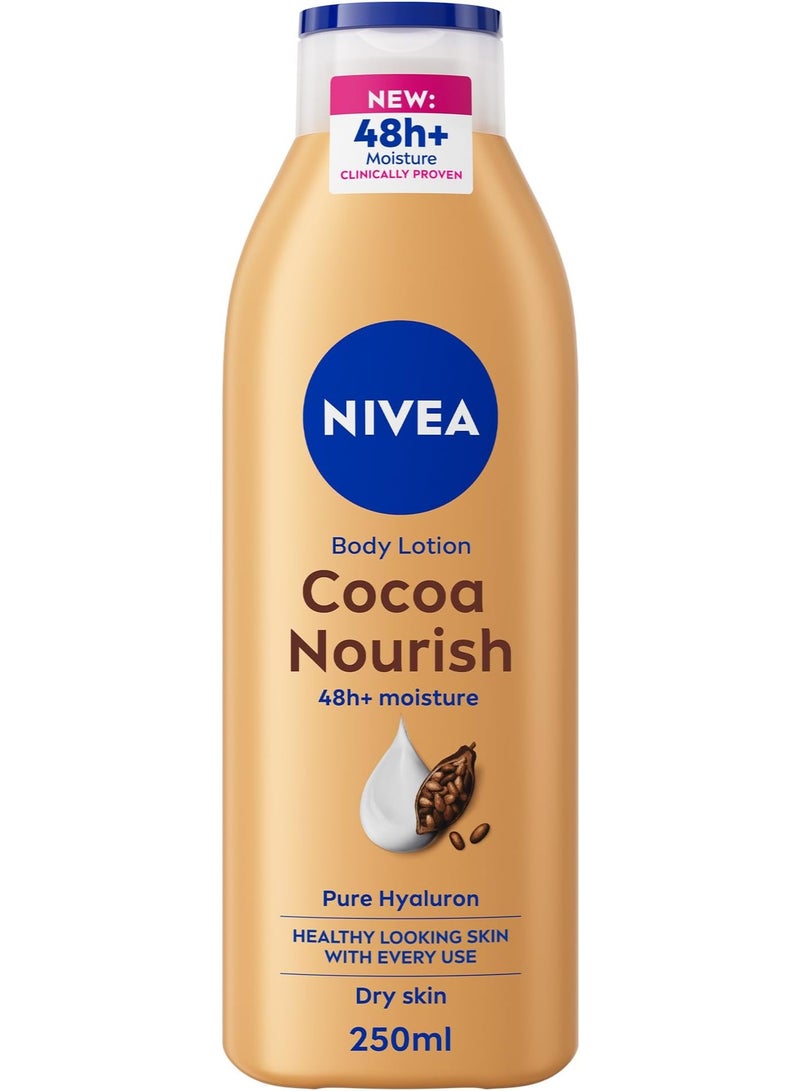 NIVEA Body Lotion for Dry Skin, Cocoa Butter, 5in1 Complete Care, 48H Deep Moisture, 250ml - Image 1