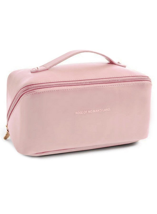 GUBB Multifunctional Travel Makeup Bag | Large Capacity Portable Leather Makeup Bag With Convinient & Durable Handle | Cosmetics Storage Bag With Waterproof Pu Leather Fabric - Pink - Image 1