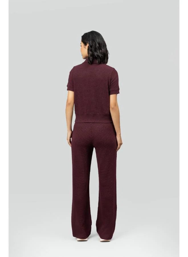 نسيسيرا Burgundy Ottoman Rib Polo Set