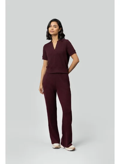 نسيسيرا Burgundy Ottoman Rib Polo Set