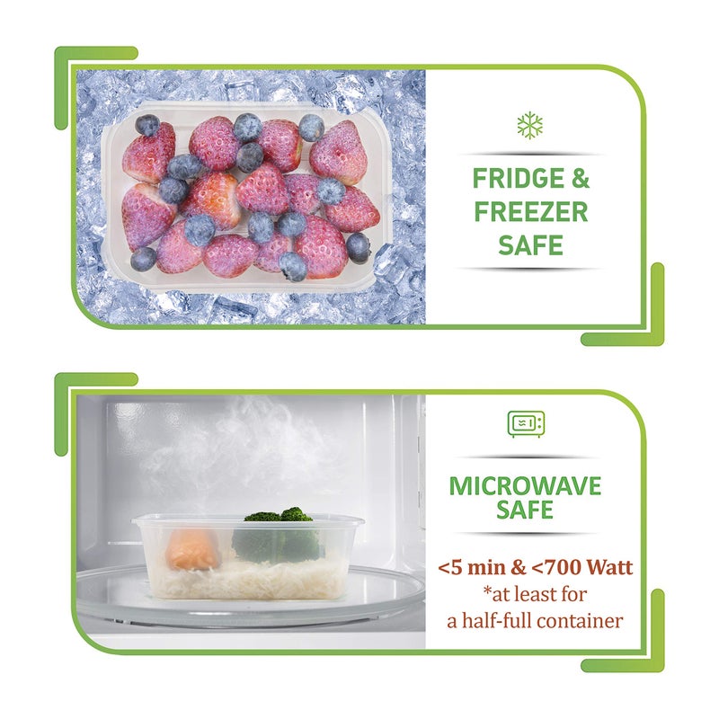 Prep Naturals حاويات تحضير الوجبات 25 أونصة من Prep Naturals - حاويات تخزين الطعام خالية من BPA مع أغطية - أطباق حساء آمنة في الميكروويف والفريزر مع أغطية - أطباق تحضير الوجبات آمنة في غسالة الصحون - عبوة من 50، شفافة - Image 5