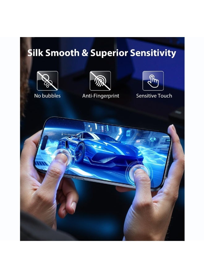 O Ozone (Pack of 2) Screen Protectors Compatible With iPhone 17| Full Coverage Tempered Glass Film 9H Hardness Easy Installation Bubble Free - Black - Image 3