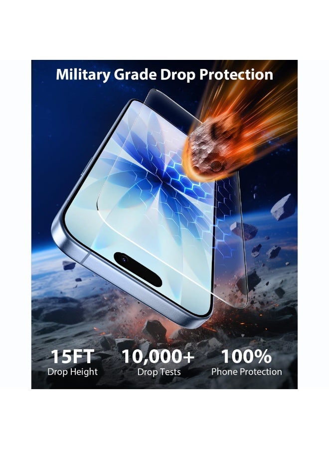 O Ozone (Pack of 2) Screen Protectors Compatible With iPhone 17| Full Coverage Tempered Glass Film 9H Hardness Easy Installation Bubble Free - Black - Image 2