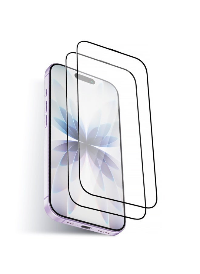 O Ozone (Pack of 2) Screen Protectors Compatible With iPhone 17| Full Coverage Tempered Glass Film 9H Hardness Easy Installation Bubble Free - Black - Image 1