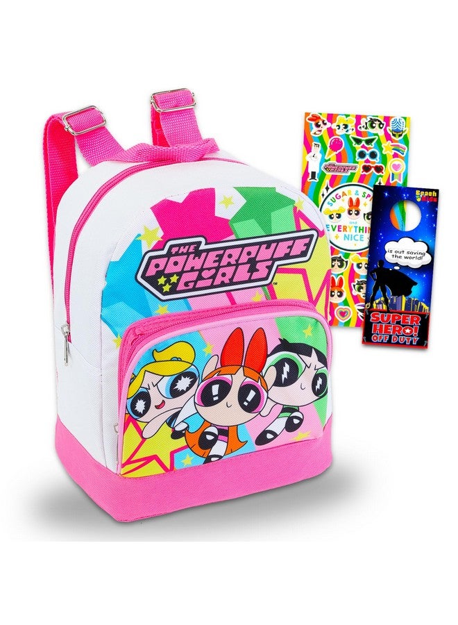 ذا باور باف جيرلز مجموعة من 3 حقائب ظهر صغيرة من Powerpuff Girls مع حقيبة مدرسية Powerpuff مقاس 11 بوصة للبنات والأطفال الصغار والأطفال مع ملصقات والمزيد (مستلزمات مدرسية من Powerpuff Girls) - Image 1
