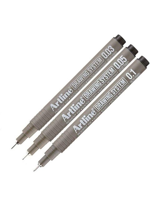 Technical Drawing Pen 0.03 - 0.05 - 0.1 mm Black Set of 3 Drawing Technical Drawing Pen