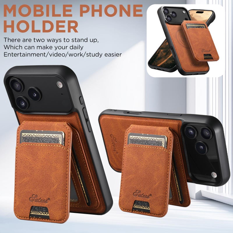 Suteni For Iphone Air H16 Litchi Texture Leather Detachable Wallet Back Phone Case(Khaki) - Image 4