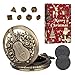 Keller & Weber Mini DND Dice Set with Steampunk Hollow Bard Pocket Watch Shell Case 7 PCS Metal Polyhedral DD Dice Set Xmas Gift with Gift Box Role Playing Board Game Accessories Bronze - Image 4