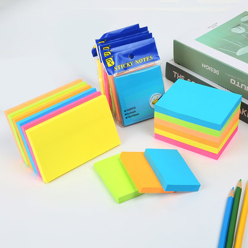 Fluorescent Color Self-Adhesive Post-It Notes N Times Note Paper Creative Student Office Message Note Pad - Image 3