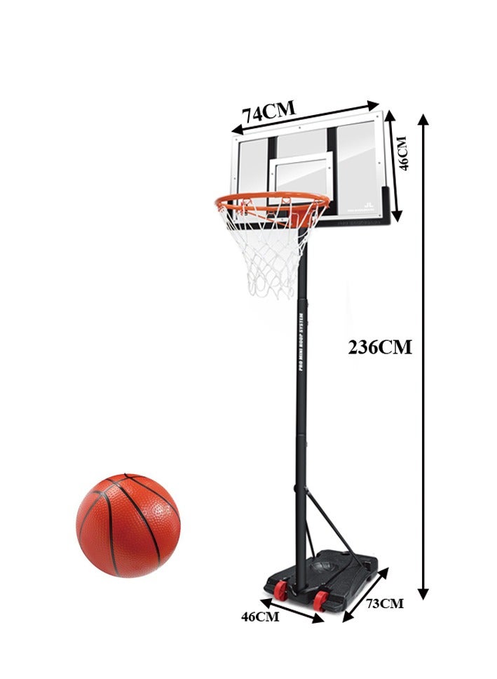 TRAMPOLINEPRO Portable Basketball Hoop Goal System  Adjustable 44in Backboard, Detachable Mobile Basketball Stand for Kids/Adults Indoor Outdoor Adjustable 236 CM - Image 4