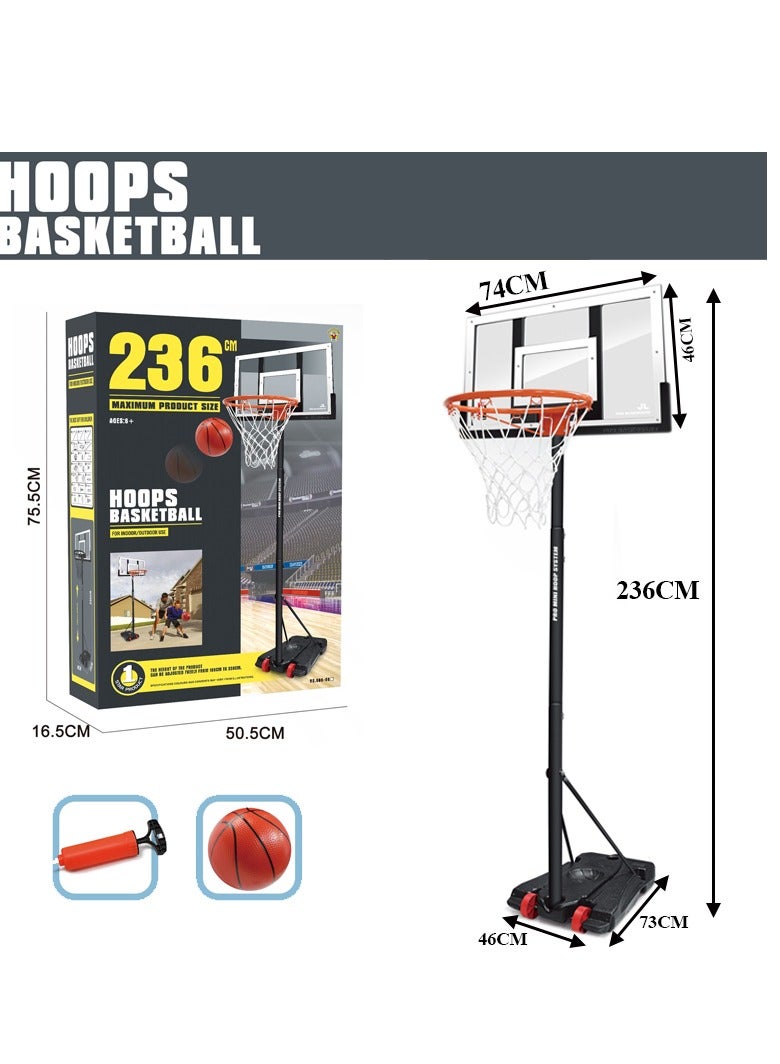 TRAMPOLINEPRO Portable Basketball Hoop Goal System  Adjustable 44in Backboard, Detachable Mobile Basketball Stand for Kids/Adults Indoor Outdoor Adjustable 236 CM - Image 5