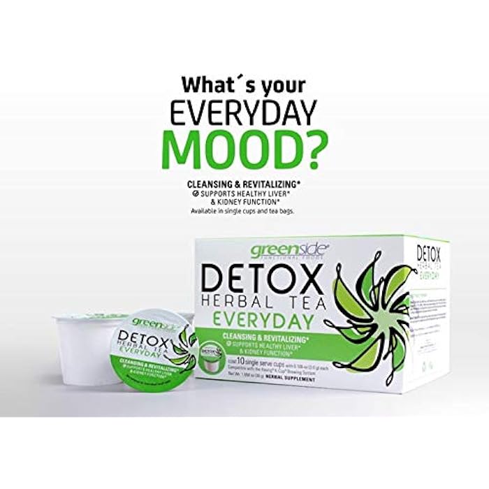 greenside Detox Herbal Tea Single Serve Cups for Everyday - Cleansing and Revitalizing Body Supplements - 10 Cups (3-gram Serving/Cup) - Image 4