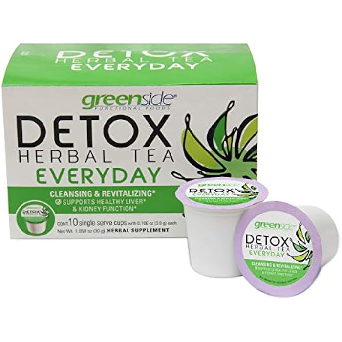 greenside Detox Herbal Tea Single Serve Cups for Everyday - Cleansing and Revitalizing Body Supplements - 10 Cups (3-gram Serving/Cup) - Image 1